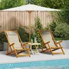 Image de vidaXL Chaises De Plage Pliantes Vidaxl 2 Pcs Taupe En Bois D'acacia Et Textilène