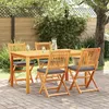 Image de vidaXL Chaises De Jardin Pliantes Vidaxl Avec Coussin Gris 4pcs En Bois D'acacia Massif