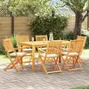 Image de Chaises De Jardin Pliantes Vidaxl Avec Coussin Blanc 6pcs En Bois D'acacia Massif