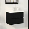 Image de vidaXL Cabinet de lavabo vidaXL en MDF chêne noir avec lavabo intégré, Meuble de lavabo vidaXL chêne noir 60x38,5x45 cm