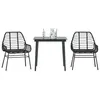Image de vidaXL Ensemble Ã  manger de jardin 3 pcs noir rÃ©sine tressÃ©e verre