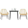 Image de vidaXL Ensemble Ã  manger de jardin 3pcs marron rÃ©sine tressÃ©e verre