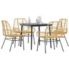 Image de Vidaxl Ensemble Ã Manger Jardin 5pcs Marron Poly Rotin Verre