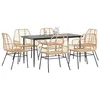 Image de Vidaxl Ensemble Ã Manger Jardin 7pcs Marron Poly Rotin Verre