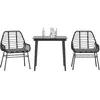 Image de vidaXL Ensemble Ã  manger de jardin et coussins 3 pcs noir rotin verre