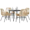 Image de vidaXL Ensemble Ã  manger jardin coussins 5pcs marron poly rotin verre