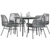 Image de vidaXL Ensemble Ã  manger jardin coussins 5 pcs gris poly rotin verre