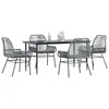 Image de vidaXL Ensemble Ã  manger jardin coussins 5 pcs gris poly rotin verre