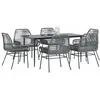 Image de vidaXL Ensemble Ã  manger jardin coussins 7 pcs gris poly rotin verre