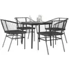 Image de vidaXL Ensemble Ã  manger de jardin et coussins 5 pcs noir rotin verre