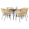 Image de vidaXL Ensemble Ã  manger jardin coussins 5pcs marron poly rotin verre