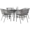 Image de vidaXL Ensemble Ã  manger jardin coussins 5 pcs gris poly rotin verre