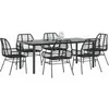 Image de vidaXL Ensemble Ã  manger de jardin 7pcs noir poly rotin verre