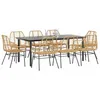 Image de vidaXL Ensemble Ã  manger de jardin 9 pcs marron rÃ©sine tressÃ©e verre