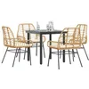 Image de vidaXL Ensemble Ã  manger jardin coussins 5pcs marron poly rotin verre