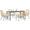 Image de vidaXL Ensemble Ã  manger jardin coussins 5pcs marron poly rotin verre