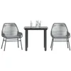 Image de vidaXL Ensemble Ã  manger jardin coussins 3 pcs gris poly rotin verre