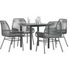 Image de vidaXL Ensemble Ã  manger jardin coussins 5 pcs gris poly rotin verre