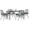 Image de vidaXL Ensemble Ã  manger jardin coussins 5 pcs gris poly rotin verre