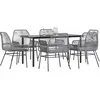 Image de vidaXL Ensemble Ã  manger jardin coussins 7 pcs gris poly rotin verre
