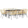 Image de vidaXL Ensemble Ã  manger de jardin 9 pcs marron rÃ©sine tressÃ©e verre