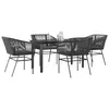 Image de vidaXL Ensemble Ã  manger de jardin et coussins 5 pcs noir rotin verre