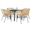 Image de vidaXL Ensemble Ã  manger jardin coussins 5pcs marron poly rotin verre