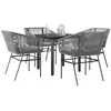 Image de vidaXL Ensemble Ã  manger jardin coussins 5 pcs gris poly rotin verre