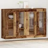 Image de Armoire murale vidaXL Lot de 2 Bois ancien, noir Bois d'ingÃ©nierie, verre