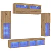 Image de vidaXL Armoires Murales Tv Vidaxl Avec Éclairage Led 2 Pcs Chêne Artisanal 80x30x30 Cm, Armoires Murales Tv Vidaxl Avec Éclairage Led 2 Pcs Chêne Artisanal 60x30x40 Cm