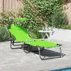 Image de vidaXL Vidaxl Chaise Longue Pliante Avec Auvent En Tissu Oxford Vert 600d