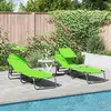 Image de vidaXL Vidaxl Set De 2 Chaises Longues Pliantes Avec Auvent Vert En Tissu Oxford 600d