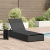 Image de vidaXL Vidaxl Chaise Longue Noire 60x200x27 Cm En Rattan Synthétique