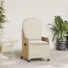 Image de Fauteuil relax avec coussin en poly rattan beige