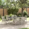 Image de Ensemble De Salle Ã Manger De Jardin 7 PiÃ¨ces Avec Coussins En Poly Rattan Gris Clair
