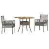 Image de Vidaxl Ensemble De Salle Ã Manger De Jardin 3 PiÃ¨ces Avec Coussins Gris Poly Rattan