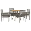 Image de Vidaxl Ensemble De Repas De Jardin 5 PiÃ¨ces Avec Coussins, Gris, Poly Rattan