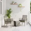 Image de Set De Bistro De Jardin 3 PiÃ¨ces Avec Coussins Gris En Poly Rattan