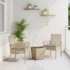 Image de Ensemble De Bistro De Jardin 3 PiÃ¨ces Avec Coussins Beige En Poly Rattan