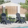 Image de vidaXL Ensemble De Salon De Jardin 3 Pièces Vidaxl Bleu Marine Hdpe, Chaise Adirondack Avec Repose-Pieds Vidaxl Bleu Marine Hdpe, Table D'appoint Adirondack Vidaxl Bleu Marine 38x38x46 Cm Hdpe