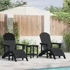 Image de vidaXL Ensemble De Salon De Jardin 3 Pièces Vidaxl Noir Hdpe, Chaise Adirondack Vidaxl Avec Repose-Pieds Noir Hdpe, Table D'appoint Adirondack Vidaxl Noir 38x38x45 Cm Hdpe