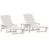 Image de vidaXL Ensemble De Salon De Jardin Vidaxl 3 Pièces Blanc Hdpe, Transat Vidaxl Blanc 53x162x98.5 Cm Hdpe, Table D'appoint Adirondack Vidaxl Blanche 38x38x45 Cm Hdpe