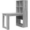 Image de vidaXL Bureau avec Ã©tagÃ¨re avec stockage Gris Sonoma 122 x 67 x 145 cm
