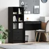 Image de Bureau vidaXL avec rangement en chÃªne noir en bois d'ingÃ©nierie, Bureau vidaXL chÃªne noir 80x50x76 cm bois d'ingÃ©nierie