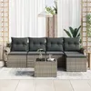 Image de Vidaxl Ensemble De CanapÃ© De Jardin 5 PiÃ¨ces Avec Coussins En Poly Rattan Noir