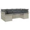 Image de Vidaxl Ensemble De CanapÃ© De Jardin 6 PiÃ¨ces Avec Coussins En Rotin Poly Gris Clair
