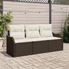Image de Vidaxl Ensemble De CanapÃ© De Jardin 3 PiÃ¨ces Avec Coussins Marron Poly Rattan