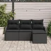Image de Ensemble De CanapÃ©s De Jardin Vidaxl 4 PiÃ¨ces Avec Coussins Noir Poly Rattan, CanapÃ© De Jardin 2 Places Vidaxl Avec Coussins Noir Poly Rattan