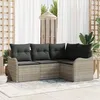 Image de Ensemble De CanapÃ© De Jardin Vidaxl 4 PiÃ¨ces Avec Coussins En Rotin Poly Gris Clair, CanapÃ© De Jardin 2 Places Vidaxl Avec Coussins En Rotin Poly Gris Clair