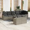 Image de Ensemble De CanapÃ© De Jardin De 9 PiÃ¨ces Avec Coussins Gris Poly Rattan, CanapÃ© De Jardin 2 Places Avec Coussins Gris Clair Poly Rattan